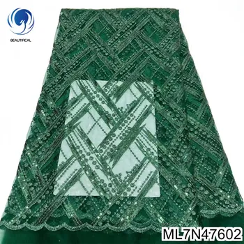 2023 Элегантная Кружевная аппликация из французских пайеток, красивые вышитые платья в нигерийском африканском стиле для женщин Bestway Серый тюль ML7N476