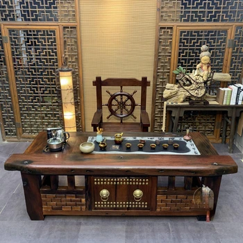Старый корабельный деревянный стол-стул, набор для чайного столика из массива Дерева, Новый чайный столик в китайском стиле