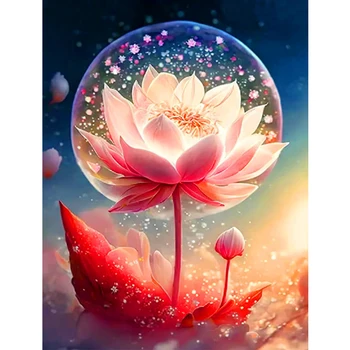 YI BRIGHT 5D Diy Diamond Painting Flower Mosaic Kit Полная Квадратная круглая вышивка Lotus Ручной Работы Украшение для дома Подарок
