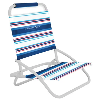 Однопозиционный складной пляжный стул Caribbean Joe в синюю/красную полоску