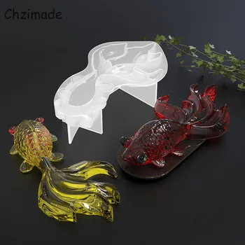 Chzimade 3D Креативная силиконовая форма в виде золотой рыбки, кристалл Эпоксидной смолы, Силиконовая форма для стола, керамический гипсовый орнамент, украшение для дома своими руками