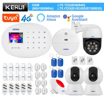 KERUI W204 WIFI GSM Сигнализация с Наружной Солнечной Сиреной Умный Домашний Комплект 4G Tuya Smart Control Датчик Движения RFID-Метка