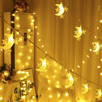 Праздничный декор для вечеринки, Струнный светильник 30/40/50 LED, Звезда, Луна, Лимонная фея, Струнный светильник, Рождество, Свадьба, День рождения, Уличный декор, лампа