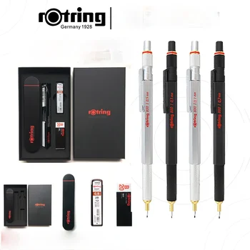 Автоматический карандаш для рисования Rotring 800 0,5/0,7 мм, цельнометаллический, черный, серебристый, профессиональный Набор карандашей для рисования от руки