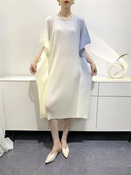 Юбка с градиентом Miyake, высококачественная плиссированная Повседневная Простая темпераментная универсальная скользящая одежда, Женское летнее новое простое элегантное платье