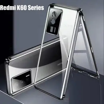 Funda Для Redmi K60E K60 Pro Чехол Для телефона из закаленного Стекла Для Redmi K60 K40S K50 Gaming 360 Двусторонняя Магнитная Адсорбционная крышка
