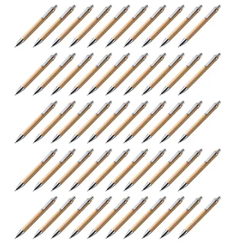 НОВИНКА-50 шт./лот, бамбуковая шариковая ручка, стилус, Контактная ручка, Офисные и школьные принадлежности, Ручки и письменные принадлежности, Подарки с синими чернилами