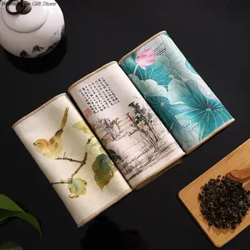 4 шт 18x40 см Чайное полотенце с росписью в древнем китайском стиле, суперпоглощающая чайная ткань, полотенце для Чайной церемонии, Аксессуары для чайного коврика Zen
