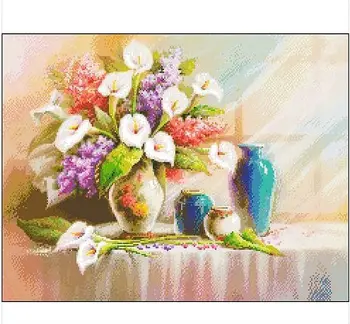 Упаковка для вышивания Первоклассные наборы для вышивания крестиком, красочная ваза для цветов, лучший выбор, прямая продажа с фабрики