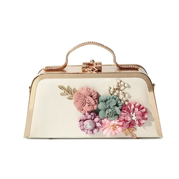 Универсальная сумка, Белая сумка через плечо, Портативная Маленькая квадратная сумка для банкета, сумка для ужина, Женская сумка с цветочной цепочкой
