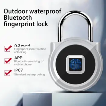 Умный Bluetooth Замок отпечатков пальцев Наружный водонепроницаемый замок из нержавеющей стали Противоугонный пароль Дверной замок Работа с приложением БЛОКИРОВКИ
