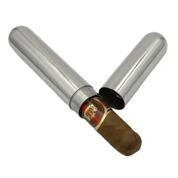Портативная Трубка для сигар из нержавеющей Стали, Изысканный Полированный Футляр для Сигар, Трубка для хранения с одной Трубкой