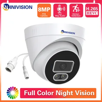 NINIVISION 4K POE Камера Безопасности Наружная POE CCTV Камера Видеонаблюдения HD MP Цветная Купольная IP-камера Ночного Видения
