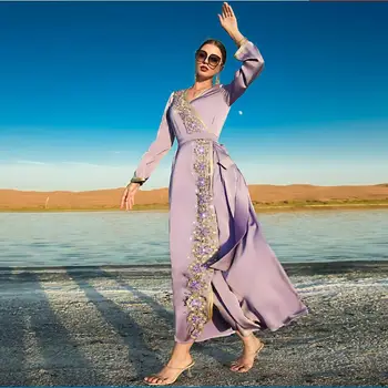 Марокканское платье Turkiye Muslim Abayat Дубай Длинное платье весеннее женское