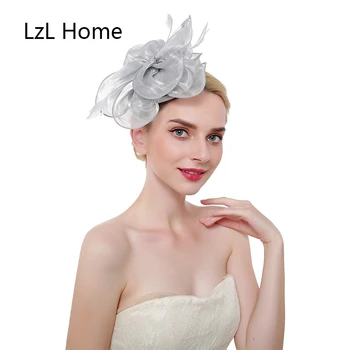 LZL Home, хит продаж, головной убор из перьев, цилиндр из органзы, заколка для волос, цилиндр для скачек, обруч для волос, женские аксессуары для волос