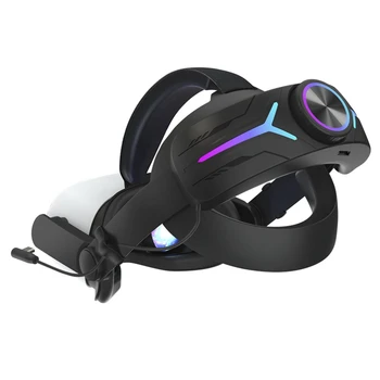 Головной ремень с аккумулятором емкостью 8000 мАч для Oculus Quest 2, Увеличивающий время воспроизведения, Регулируемый Сменный Элитный ремешок VR (черный)