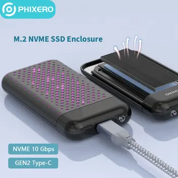 PHIXERO RGB M.2 NVME SSD Корпус Внешний M2 NVMe Case M2 USB 3.1 Type C Адаптер 10 Гбит/с M Key HD Коробка для Хранения Данных для Портативных ПК Mac