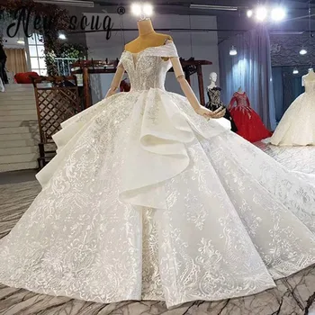 2021 Великолепное Свадебное платье с аппликацией из металлических блесток, Свадебное платье с открытой спиной и шлейфом для невест