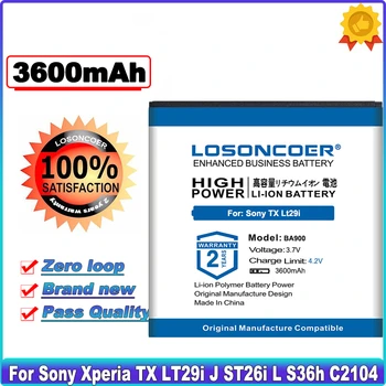LOSONCOER 3600 мАч BA900 для Sony Ericsson Xperia TX LT29i Аккумулятор J ST26i L S36h C2105 E1 J L M C2104 C1904 C1905 SO-04D AB-0500