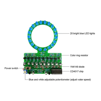 D4017 Кольцеобразная градиентная светодиодная лампа для воды, электронный комплект 