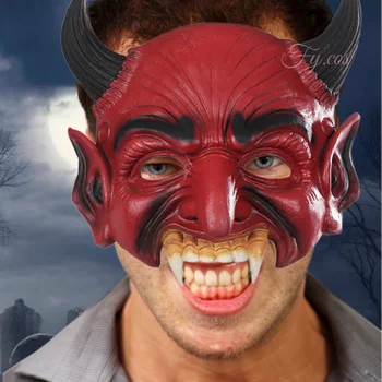 Красный Дьявол Маска Для Лица Ужас Кровавый Демон 3D PU Реквизит Карнавальная Вечеринка Косплей Стимпанк Половина Лица Хэллоуин Рейв Костюм для Взрослых