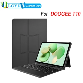 Для DOOGEE T10 Чехол для планшета с магнитной клавиатурой, 10,1 дюймов, защитная крышка из искусственной кожи + ПК, соединение Pogo Pin