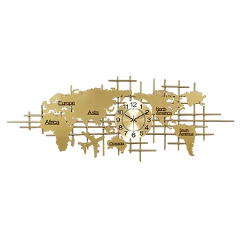 Роскошные Настенные часы Домашний Декор Настенные часы Современный Дизайн Карта мира Бесшумные Настенные часы Креативное украшение гостиной Zegary