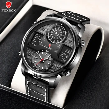 Модные Роскошные мужские часы с цифровым двойным дисплеем, кварцевые мужские часы с хронографом, повседневные спортивные водонепроницаемые светящиеся часы