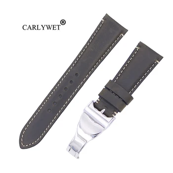 CARLYWET 22 мм Оптовая Продажа, прочный Ремешок для наручных часов из натуральной кожи, Шлевки для ремня, браслеты Для IWC Tudor Breitling