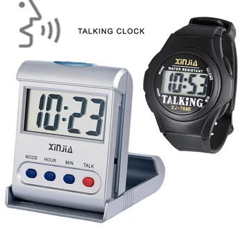Говорящие часы, которые показывают время. Цифровой будильник и часы для слепых, пожилых людей или детей.