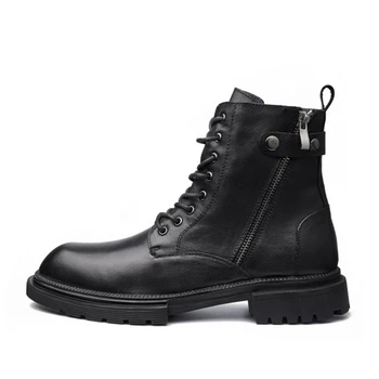 Новый дизайн мужской обуви, уличные нескользящие мотоциклетные ботинки из натуральной кожи, британские винтажные ботильоны, рабочая обувь, уличные ботинки 