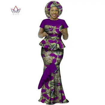Традиционная одежда BRW Africa Для женщин, традиционный костюм с оборками, Топ и юбка на подкладке Внутри, Элегантные наряды Больших размеров WY2432