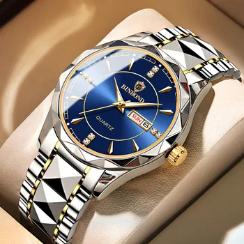 Международный бренд BINBOND B5552 Мужские разноцветные модные часы Спортивные военные Со Стальным ремешком Водонепроницаемые светящиеся наручные часы