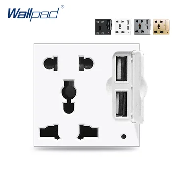 Wallpad 2 USB Зарядное устройство 5-Контактный Универсальный разъем Функциональная Клавиша со светодиодом только для модуля 52*52 мм