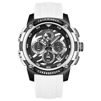 Мужские спортивные часы Mark Fairwhale 46 мм Хронограф Модные Военные Часы Кварцевые Наручные часы Со Светящимися Тройными окнами