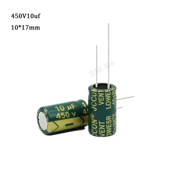 3 шт./лот 450 В 10 мкФ 450 В 10 мкФ Высокочастотный низкоомный алюминиевый электролитический конденсатор с низким сопротивлением Размер 10*17 20% 105C