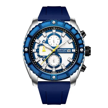 Флуоресцентные мужские часы с тремя глазами и шестью иглами, силиконовый ремешок, водонепроницаемый календарь, модные простые кварцевые часы для мужчин 