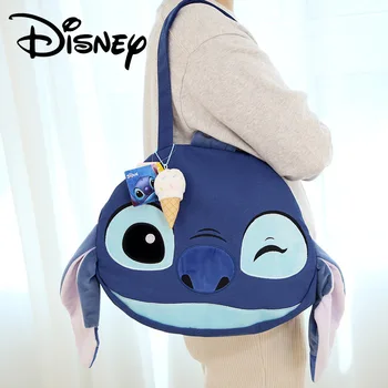 Аутентичная сумка Disney Lotso Stitch, сумка для девочек, Студенческая Мультяшная Повседневная сумка для покупок Большой емкости, сумка-тоут с милой подвеской