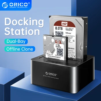 Док-станция для нескольких жестких дисков ORICO от USB 3,0 до SATA с автономным клонированием 2 отсеков жесткого диска для 2,5/3,5-дюймового жесткого диска SSD