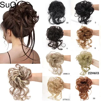 Шиньон-пучок из синтетических волос SuQ с резинкой, эластичная резинка для волос, накладное кольцо, завязывающееся в хвост для женщин