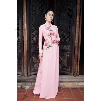 Aodai Вьетнамская одежда, Китайское платье Чонсам Ципао, Вьетнамское Винтажное Элегантное Праздничное Женское Традиционное платье Aodai