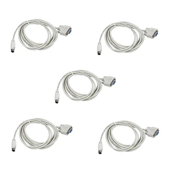 Загрузочный кабель 5X DB9P-8P Mini Din RS232 Белого Цвета длиной 8,2 Фута Для ПЛК DVP-EH