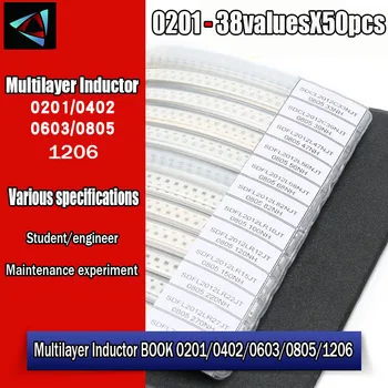 Набор многослойных керамических индукторов SMD 0201 38 значений X 50 шт. Набор образцов индуктивности микросхем