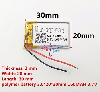 Размер 032030 литий-полимерный аккумулятор 3,7 В 160 мАч с защитной платой для MP3 MP4 GPS цифровых продуктов Бесплатная доставка