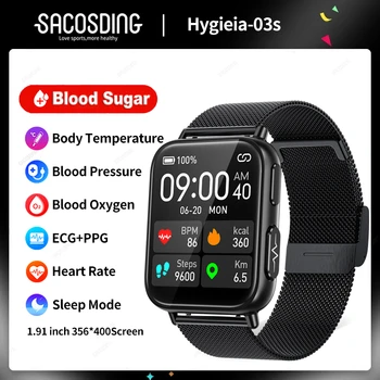 2023 Новый Монитор уровня глюкозы в крови, умные часы для Здоровья, мужские ЭКГ + PPG для измерения артериального давления, IP68 Водонепроницаемые Спортивные Женские умные часы