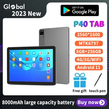 Глобальный планшет P40 4G/5G 2023 Оригинальный 100% Абсолютно Новый 10,1-дюймовый экран HD 8 + 256 ГБ Android 11,0 Tab Wifi Обучающий планшет с двумя картами