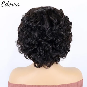 Короткие волосы, афро-кудрявые парики с челкой, парики из человеческих волос для чернокожих женщин, пушистое африканское омбре, бесклеевые натуральные черные парики