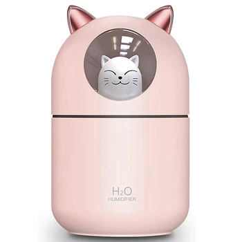2X Увлажнитель холодного тумана с милым котом для дома, ночник с котом, необходимый чистый воздух для детской комнаты, простота очистки Розовый