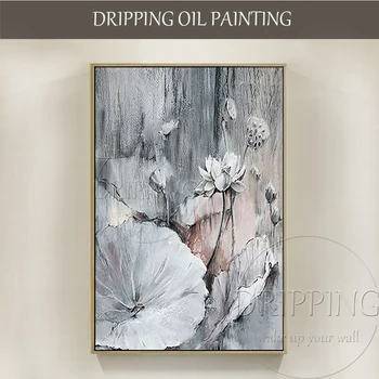 Высококачественная современная настенная живопись с белой лилией, Специальный домашний декор, абстрактная цветочная живопись маслом