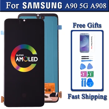 Дисплей Для Samsung Galaxy A90 5G ЖК-дисплей с Сенсорным экраном Дигитайзер В Сборе Super AMOLED Для Замены A90 5G A908